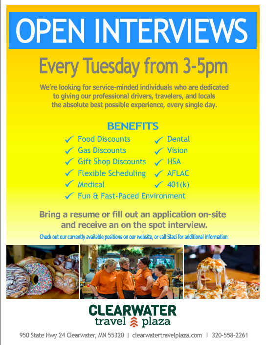 Clearwater Travel Plaza Open Interviews Flyer